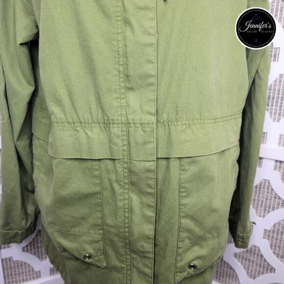 Forever 21 Women's Oversized Army Green Hooded Utility Jacket Size S - Picture 4 of 14